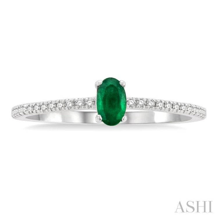 Oval Shape Gemstone & Petite Diamond Fashion Ring