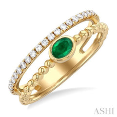 Bead Oval Shape East-West Gemstone & Diamond Ring