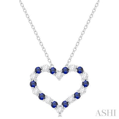 Heart Shape Alternate Gemstone & Diamond Fashion Pendant