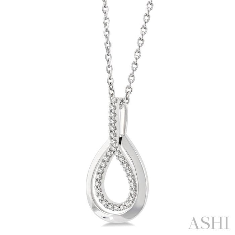 1/10 Ctw Petite Pear Shape Round Cut Diamond Fashion Pendant With Chain in 10K White Gold