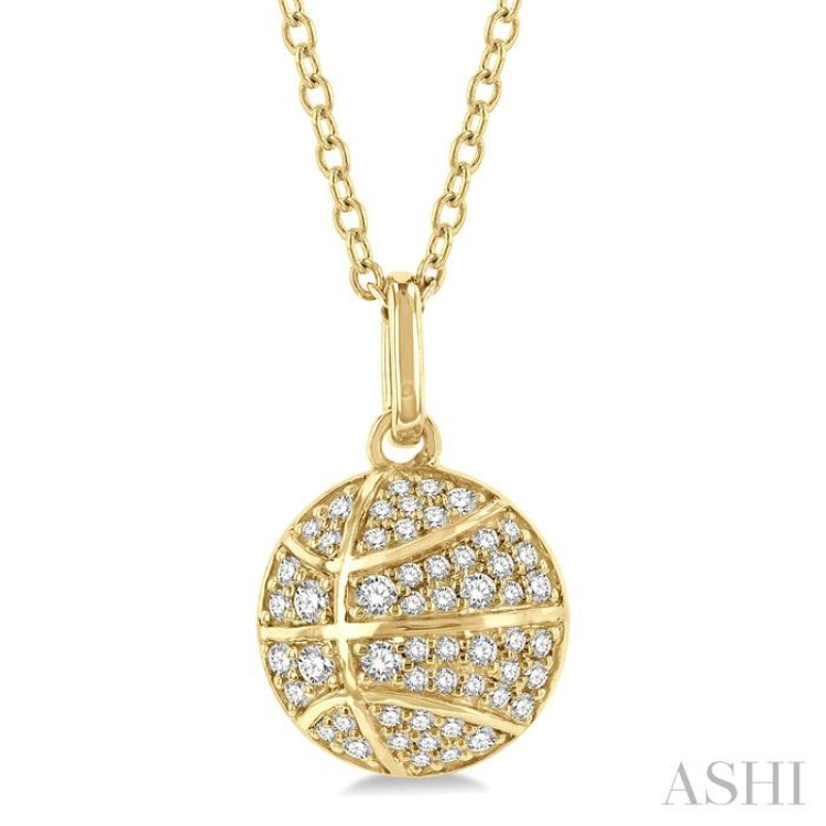 1/4 Ctw Petite Basketball Round Cut Diamond Fashion Pendant With Chain in  10K Yellow Gold