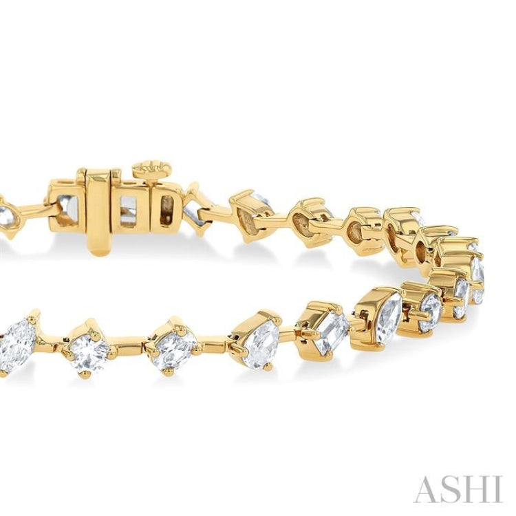 3 1/2 Ctw Mixed Shape Fusion Diamond Fashion Bracelet in 14K Yellow Gold