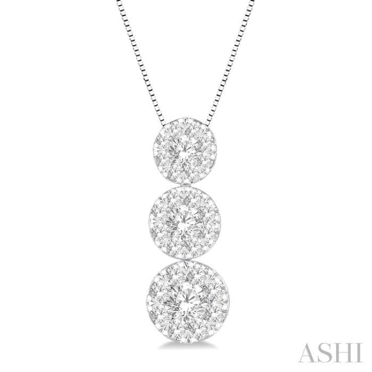 Round Shape Past Present & Future Lovebright Essential Diamond Pendant