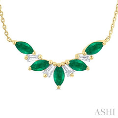 Marquise Shape Gemstone & Diamond Necklace