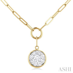 Round Shape Paper Clip Lovebright Diamond Necklace