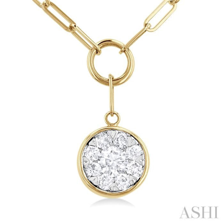 Round Shape Paper Clip Lovebright Diamond Necklace