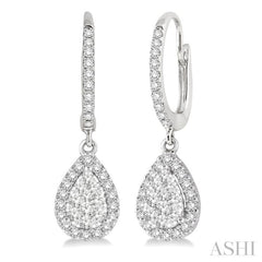 Pear Shape Halo Lovebright Essential Diamond Earrings