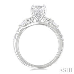 1/2 Ctw Pear and Round Cut Diamond Semi-Mount Engagement Ring in 14K White Gold