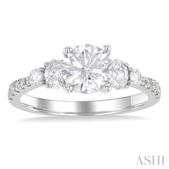1/2 Ctw Oval and Round Cut Diamond Semi-Mount Engagement Ring in 14K White Gold