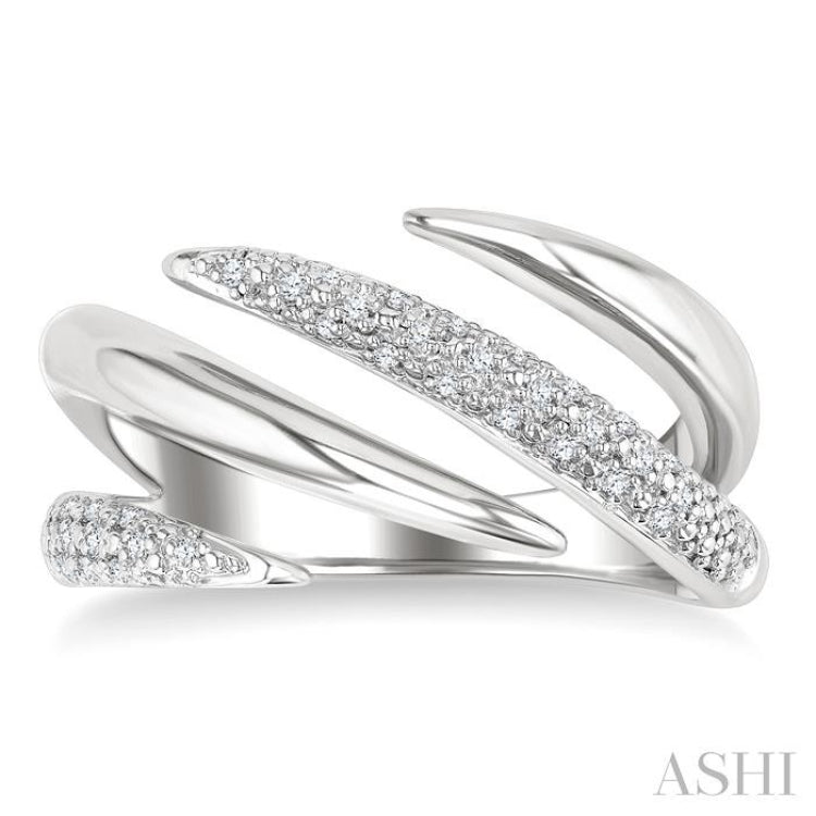 1/10 Ctw Open Center Claw Round Cut Diamond Bold Fashion Band in Sterling Silver