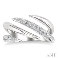 1/10 Ctw Open Center Claw Round Cut Diamond Bold Fashion Band in Sterling Silver