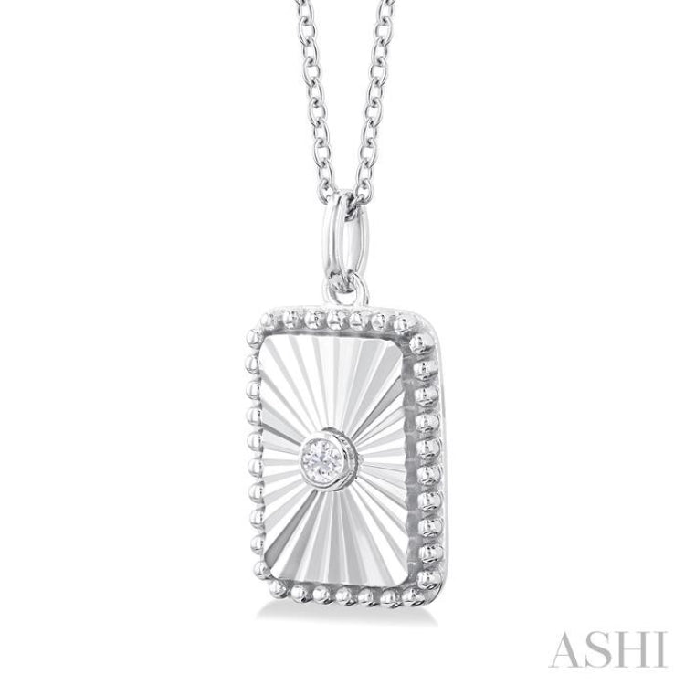 Rectangular Shape Fluted Medallion Diamond Pendant