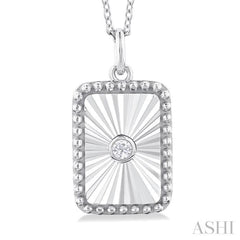 Rectangular Shape Fluted Medallion Diamond Pendant