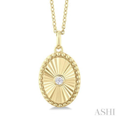 Oval Shape Fluted Medallion Diamond Pendant