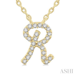 Script 'R' Initial Diamond Pendant