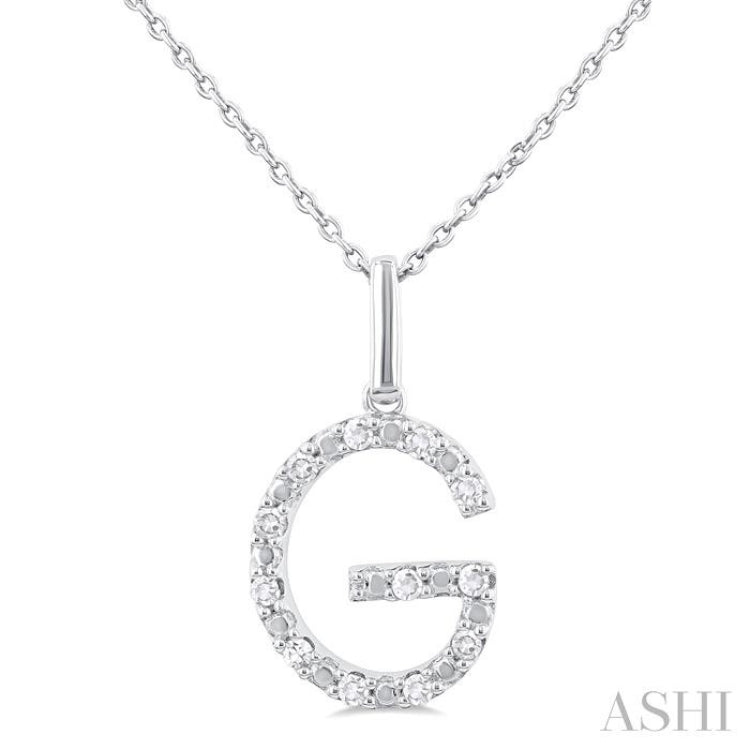 Silver Block 'G' Initial Diamond Pendant