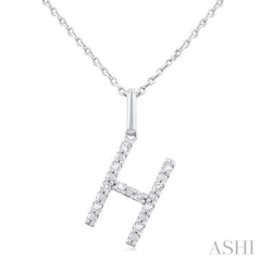 Silver Block 'H' Initial Diamond Pendant