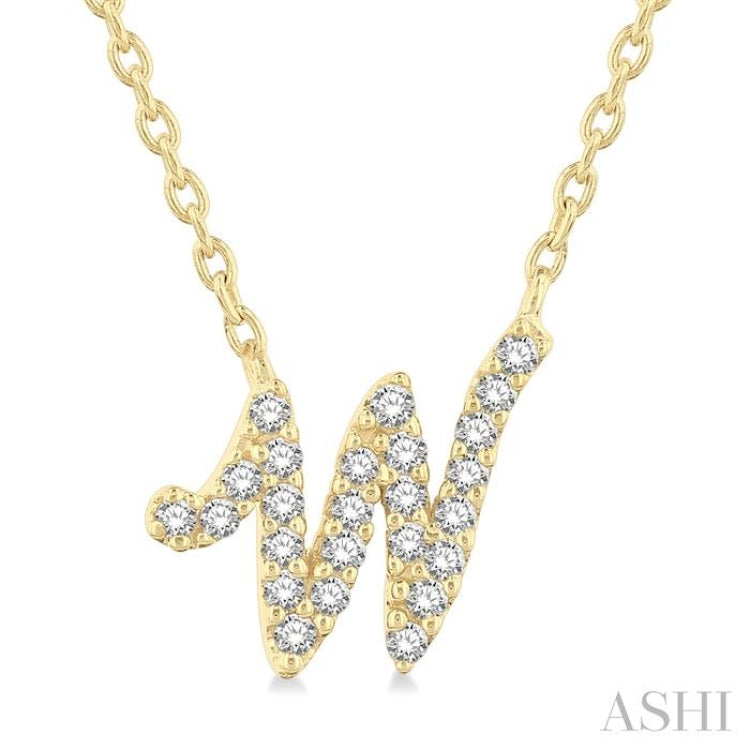 Script 'W' Initial Diamond Pendant
