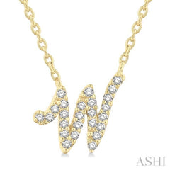 Script 'W' Initial Diamond Pendant