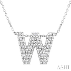 Silver Bubble 'W' Initial Diamond Pendant