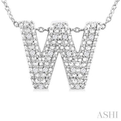 Silver Bubble 'W' Initial Diamond Pendant