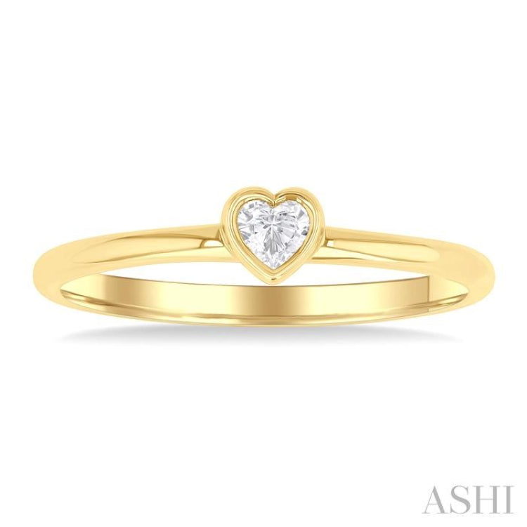 Heart Shape Bezel Set Petite Diamond Fashion Ring