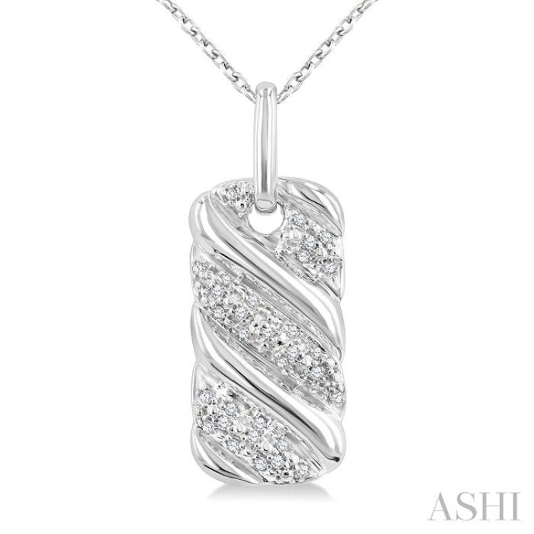 1/10 Ctw Bold Ribbed Swirl Round Cut Diamond Bold Fashion Pendant With Chain in Sterling Silver