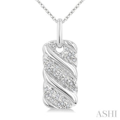 1/10 Ctw Bold Ribbed Swirl Round Cut Diamond Bold Fashion Pendant With Chain in Sterling Silver