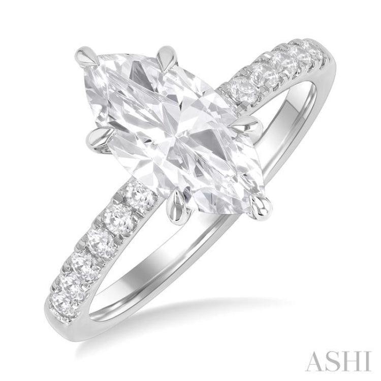 Marquise Shape Semi-Mount Diamond Engagement Ring