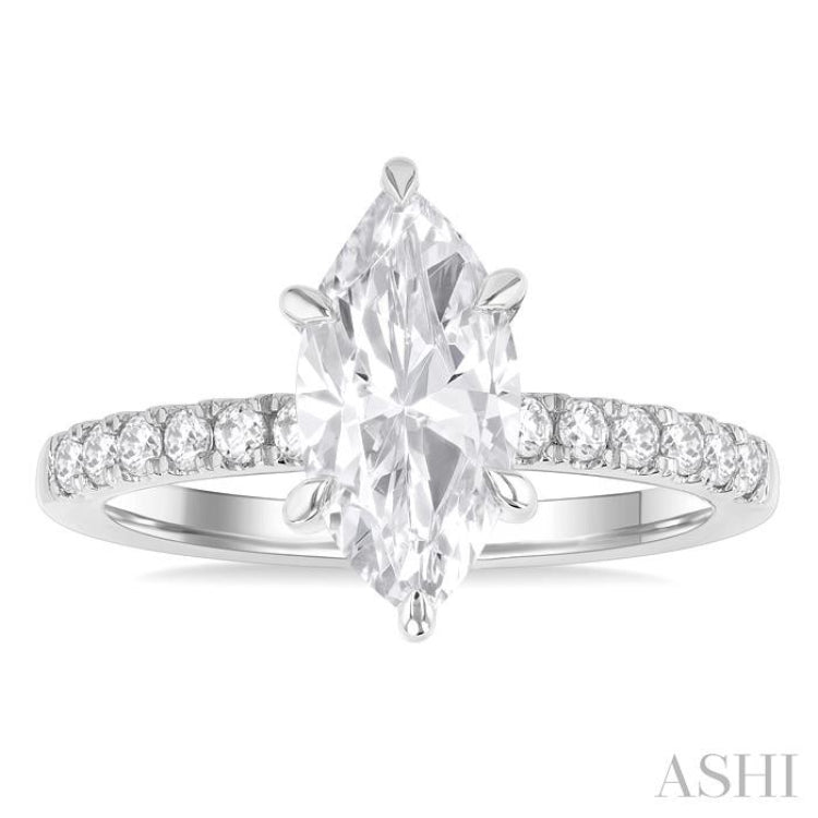 Marquise Shape Semi-Mount Diamond Engagement Ring