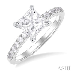 Princess Shape Semi-Mount Diamond Engagement Ring