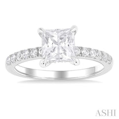 Princess Shape Semi-Mount Diamond Engagement Ring