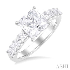 Princess Shape Semi-Mount Diamond Engagement Ring