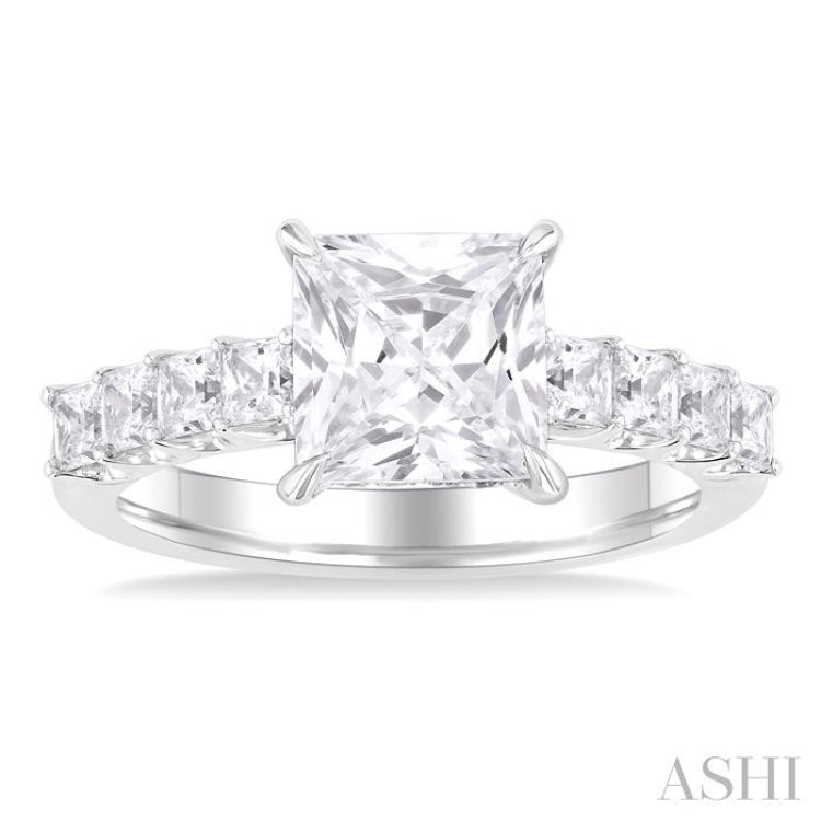 Princess Shape Semi-Mount Diamond Engagement Ring