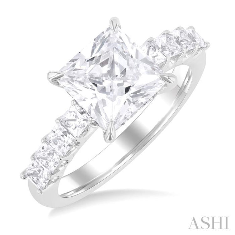 Princess Shape Semi-Mount Diamond Engagement Ring