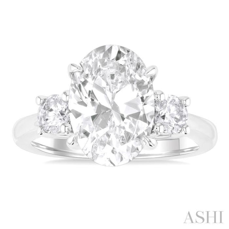 Oval Shape Past Present & Future Semi-Mount Diamond Engagement Ring