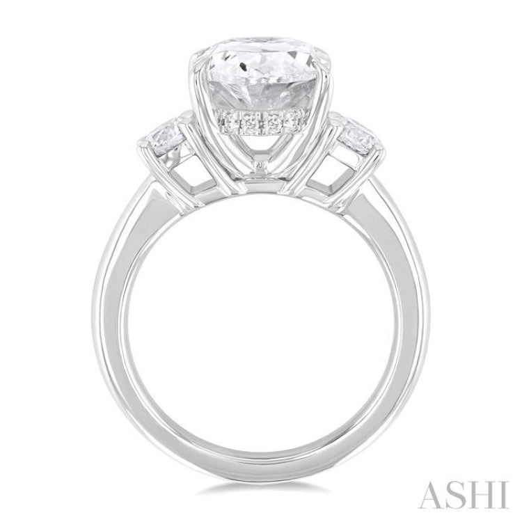 Oval Shape Past Present & Future Semi-Mount Diamond Engagement Ring