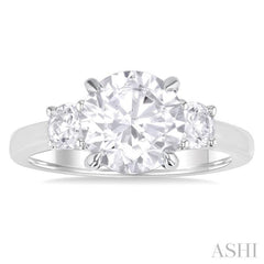 Round Shape Past Present & Future Semi-Mount Diamond Engagement Ring