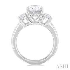 Oval Shape Past Present & Future Semi-Mount Diamond Engagement Ring