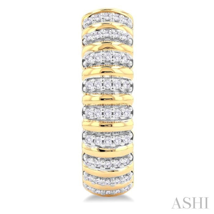 Ribbed Diamond Half Hoop Earrings