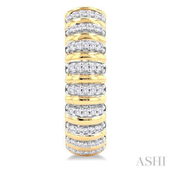 Ribbed Diamond Half Hoop Earrings