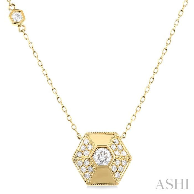 Hexagon Shape Diamond Fashion Necklace