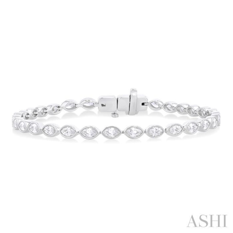 Marquise Shape East-West Bezel Set Diamond Tennis Bracelet