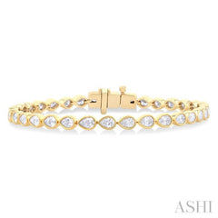 Pear Shape East-West Bezel Set Diamond Tennis Bracelet