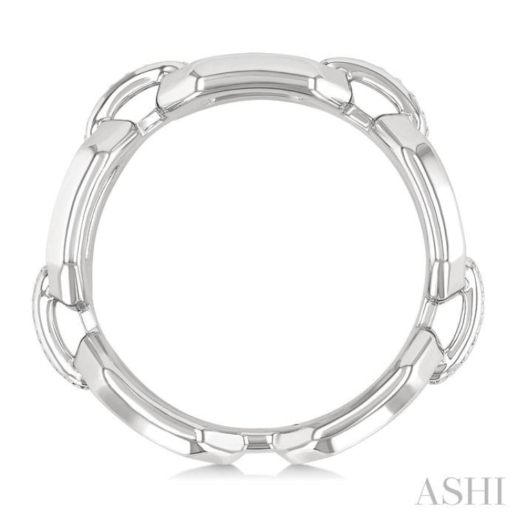 1/20 Ctw Bold Open Window Octagonal Shape D-Link Round Cut Diamond Ring in Sterling Silver