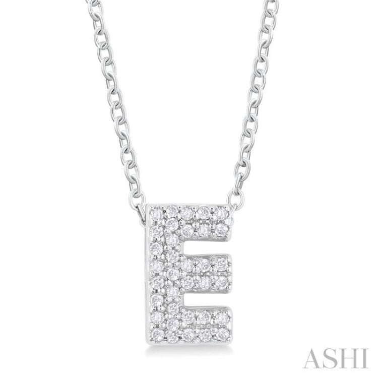 Bubble 'E' Initial Diamond Pendant