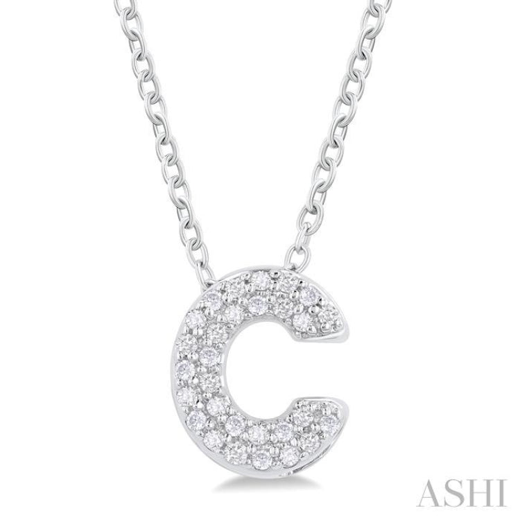 Bubble 'C' Initial Diamond Pendant