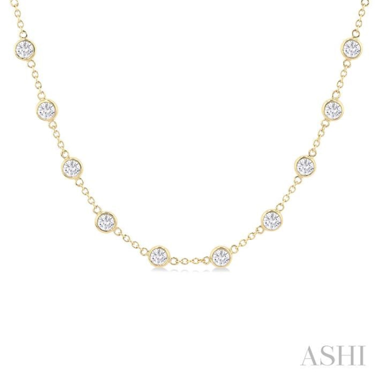 Bezel Set Diamond Station Necklace