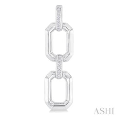 Silver Bold Open Link Diamond Fashion Earrings