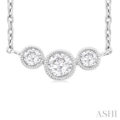 3 Stone Bezel Set Diamond Necklace